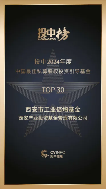 奮楫爭先，載譽前行⑤ || 西安市工業(yè)倍增引導基金榮登投中2024年度中國最佳私募股權投資引導基金TOP30榜單